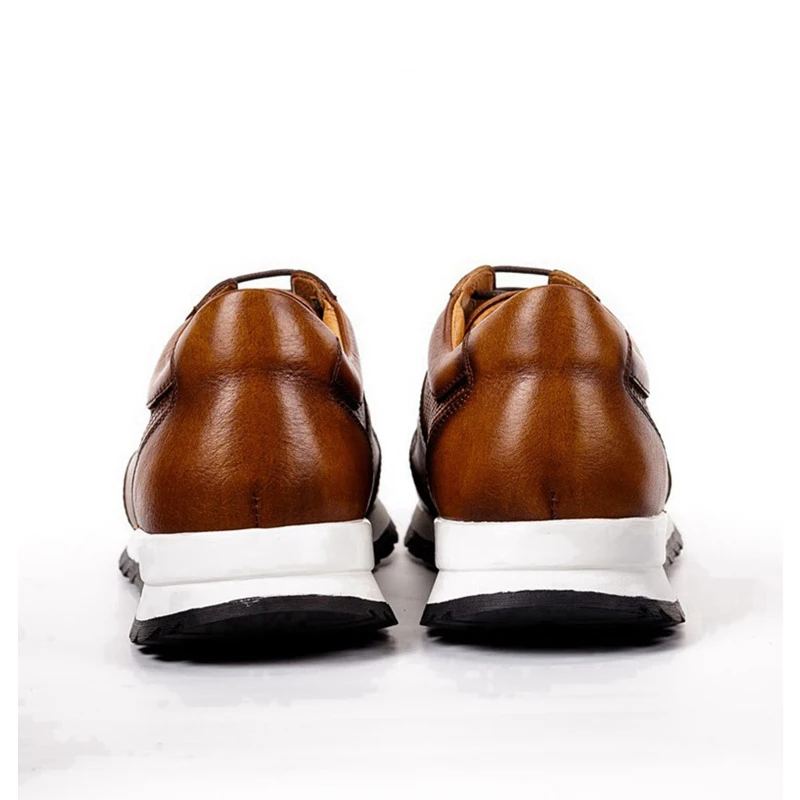 Летние мужские Спортивные Повседневные кроссовки из натуральной кожи в стиле ретро; дышащая мужская обувь на плоской подошве с круглым носком; удобная спортивная обувь для бега; SS648