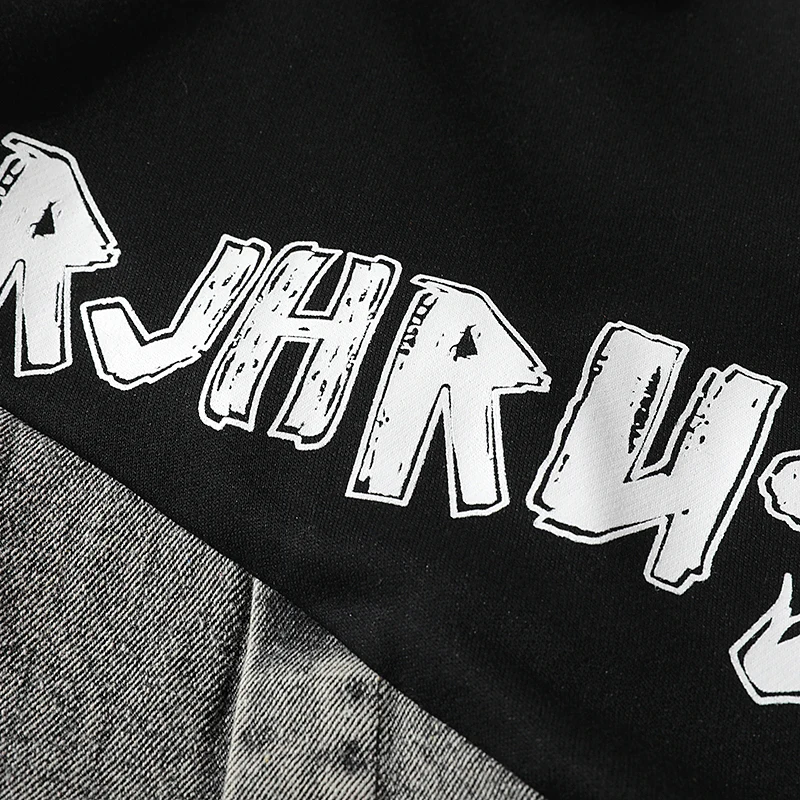 Лоскутное джинсовое худи, мужской спортивный костюм Harajuku, уличная одежда, с принтом, цельные толстовки, мужские зимние джинсовые пальто в стиле хип-хоп, большие размеры 4XL