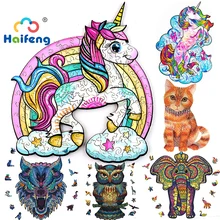 Puzzle 3d en bois pour adultes, jouets pour enfants, Puzzle en 3d, animaux hibou licorne, jouet