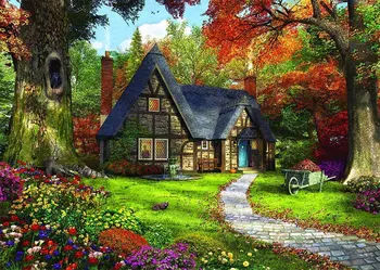 

JMINE Div 5D Farm Country House Cabin Tree Garden Full Diamond Painting cross stitch kits art Scenic 3D paint by diamonds