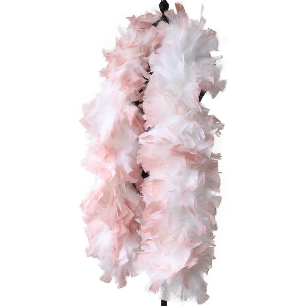 200g Big Fluffy Turkey Marabou Feather Boa Ribbon Leather Pink Dyed 2