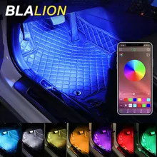 Araba ayak ortam ışığı otomatik Led arka işık İç dekoratif atmosfer işıklar App ses kontrolü RGB şerit ışıklar 12V Neon lambası