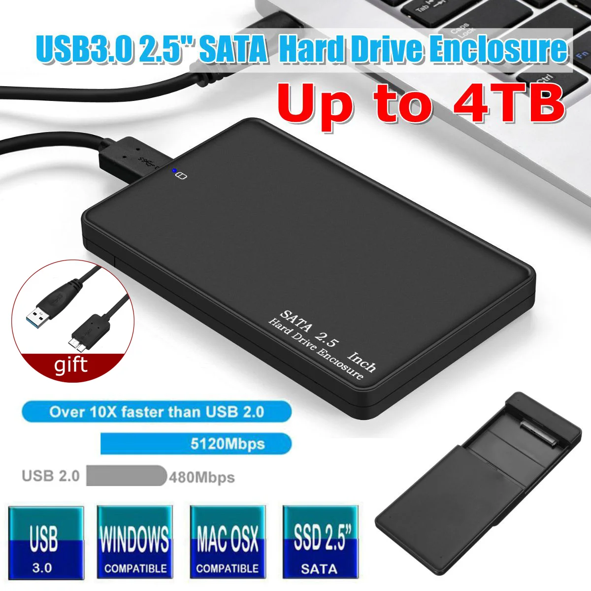 4 ТБ HDD чехол 2,5 SATA для USB 3,0 адаптер жесткий диск Корпус для SSD диск HDD коробка жесткий диск Корпус для внешнего жесткого диска