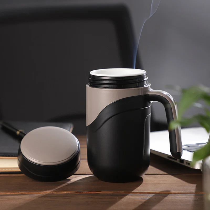 

380ml Thermos Mug Ceramics Coffee Cup Office Insulation Cup Water Bottle With Handle Lid Vacuum Flask Tumbler for Men Gift