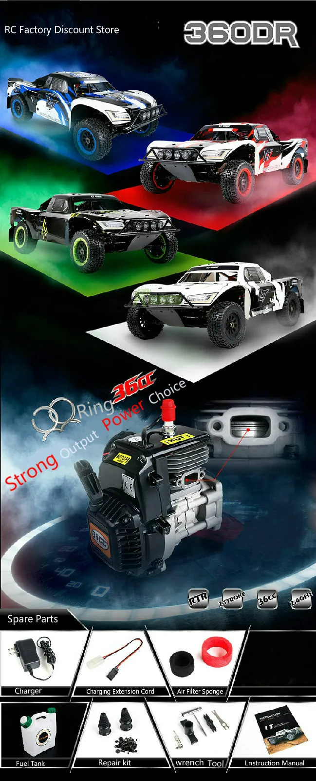 1/5 4WD RC автомобиль обновленная версия 2,4G Радиоуправляемая машина игрушка 360DR 36CC двойное кольцо бензиновый двигатель 4WD внедорожник для ROFUN LT