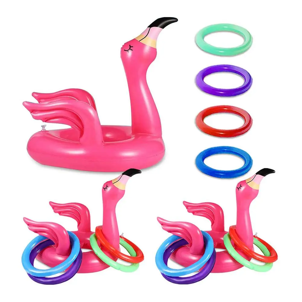 Iatable Flamingo Toss Ring Game Toy Funny Water Park PVC Swimming Pool Ring Toss Summer Pool Party Toy Floating Beach Toys