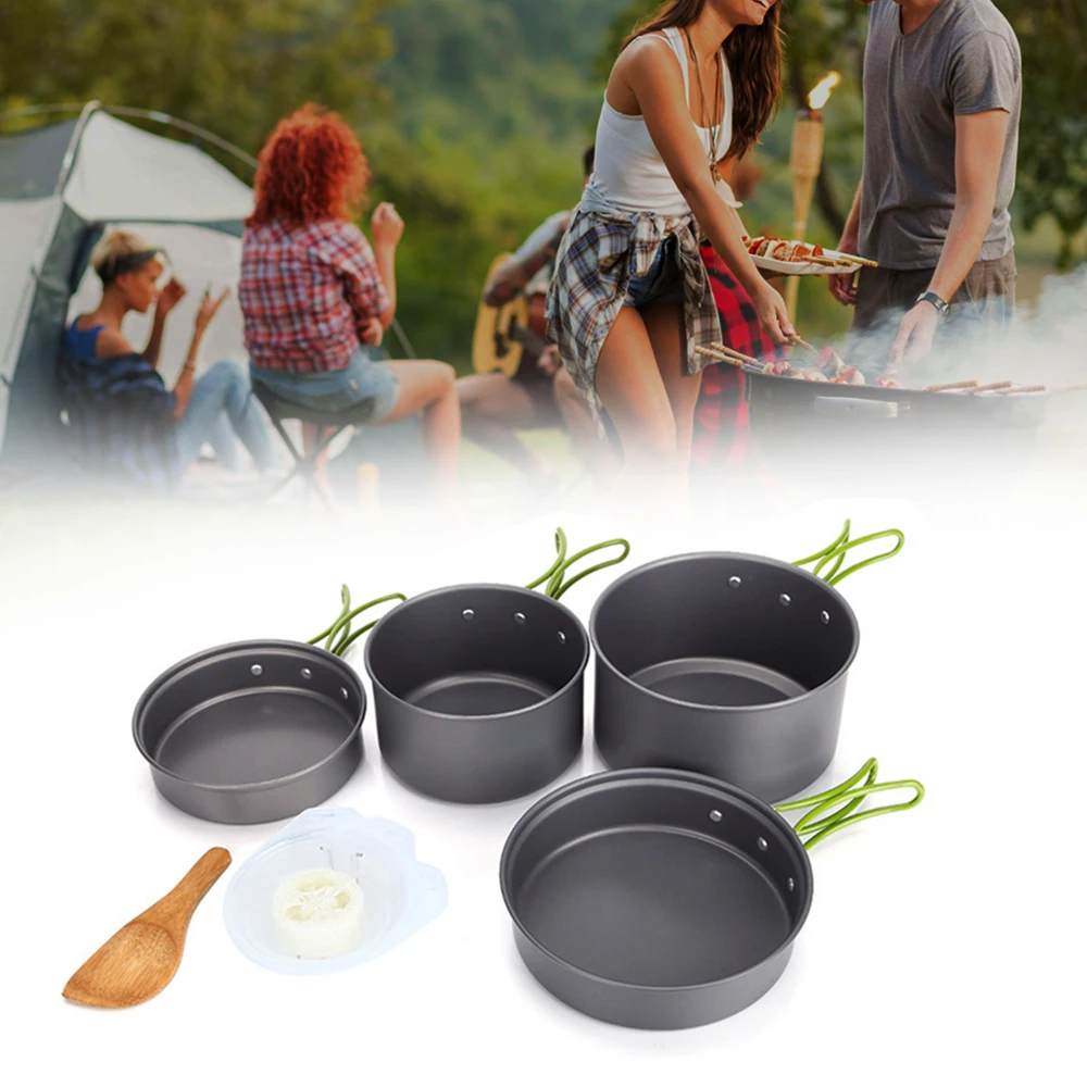 

Lixada Camping Equipment Portable Aluminum Camping Cooking Pot Bowl Pan Set for Fishing Camping Picnic Cookware for 2-3 Person