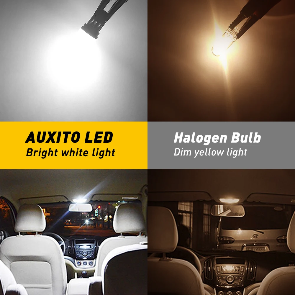 AUXITO ڵ ׸  LED ,  Ʈũ  Ʈ ο, T10 W5W, 168 194 2825 LED 5630 SMD , 6500K ȭƮ, 2 