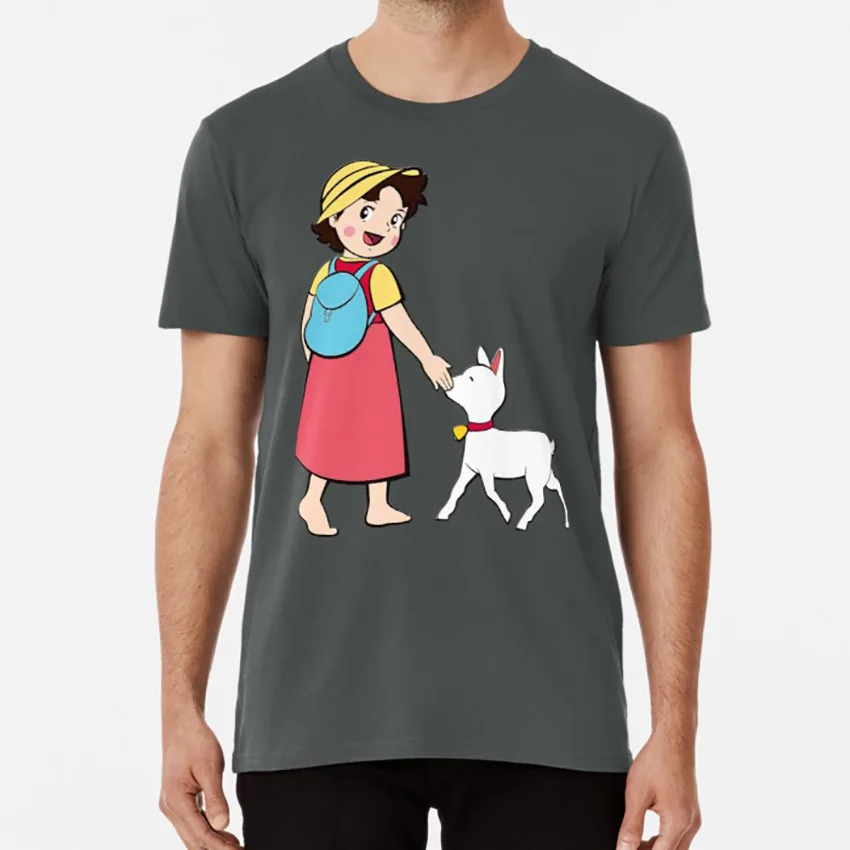 Темно-серый Heidi and litle goat футболка heidi alps switzerland комиксы аниме мультфильм ТВ шоу сериал фильм книга - Цвет: Темно-серый