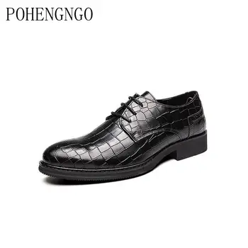

British Men's Crocodile pattern Dress Shoes designer pointed Party Wedding Shoes Fashion Man Business Office Oxford Flats