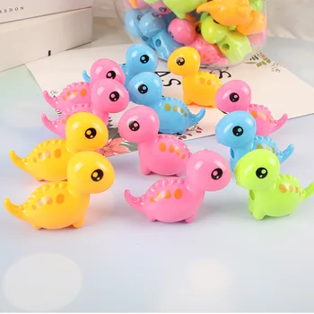 

1 Pcs Cute Mini Animal Dinosaur Design Double Holes Pencil Sharpener with Eraser Kids' Gift Prize Stationery Supplies