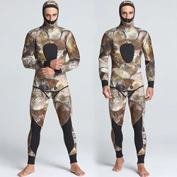 Men Scuba 5mm Wetsuit Camouflage Two Pieces Split Set Male Spearfishing Warm Underwater Hunting Suit Camo Surfers Diving Suit
