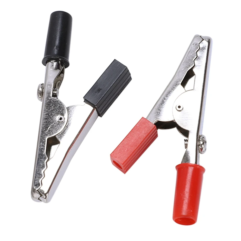 SODIAL(R) 10 Pcs 50mm Plastic Handle Test Probe Metal Alligator Clips