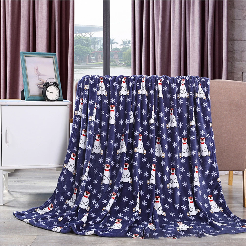 

Christmas Decorative Elk Blanket Flannel Throw Blankets For Beds Double Layer Winter Comfort Cotton Coral Fleece Blanket