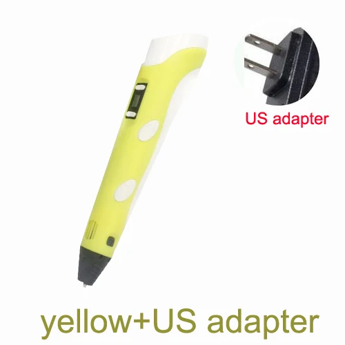 Yellow-US adapter Регулируемая печать детей развивающие игрушки DIY светодиодный экран ABS креативный подарок Живопись Дизайн 0,7 мм диаметр наконечника 3D Ручка - Цвет: Yellow-US adapter