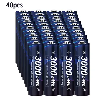 

40Pcs aa rechargeable battery 1.5v 3000mWh lithium li-ion rechargeable batteries aa with led indicator constant voltage