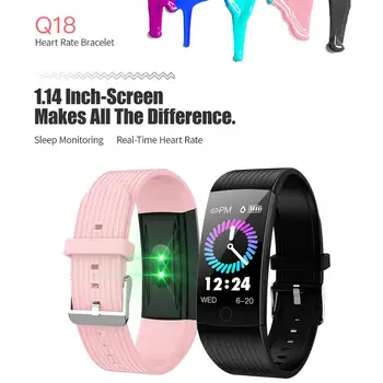 

Q18 Smart Band Color Touch Screen Pressure Heart Rate Monitor Bracelet IP67 Waterproof Fitness Tracker Smartband PK mi band 4