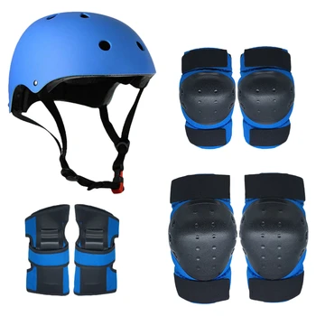 

Outdoor Sports Protective Gear Set 7 in 1 Knee Elbow Pads Safety Protection Pad Wrist Guards Helmet For Kids Teenagers Skating
