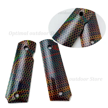 

TOtrait 1 Pair Multicolor Honeycomb Resin Material Non-slip Patches Handle Scales for 1911 Grips Models Decoration