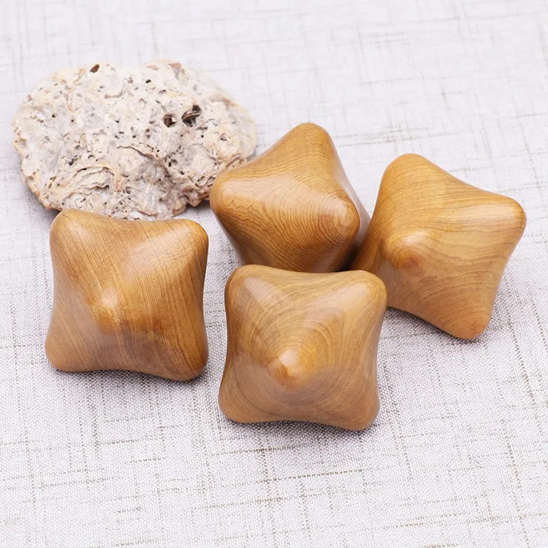 2pcs Hexagonal Wooden Hand Massage Tools Chinese Acupuncture Massager Roller Body Pain Relief Reflexology Acupoint Massager