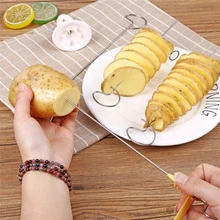 4 string Rotate Potato Slicer Stainless Steel +Plastic Twisted Potato Slice Cutter Spiral DIY Manual Creative Kitchen Gadgets