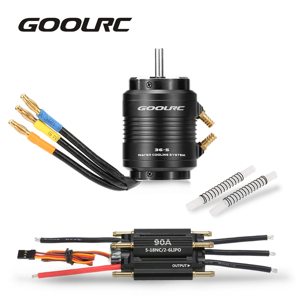 GOOLRC RC часть 90A бесщеточный ESC и 3660 4300KV мотор с 36-S водяным охлаждением куртка комбо для 800-1000 мм RC лодки