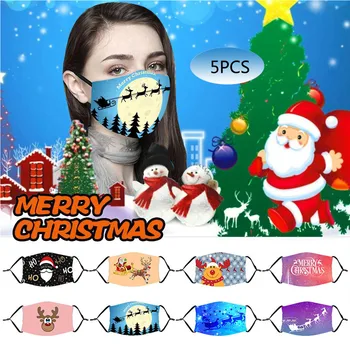 

5pc Face Mask with filters Adult Unisex Fashion Christmas Anti-pollution Adjustable Washable Face Mask mascarillas mascherine