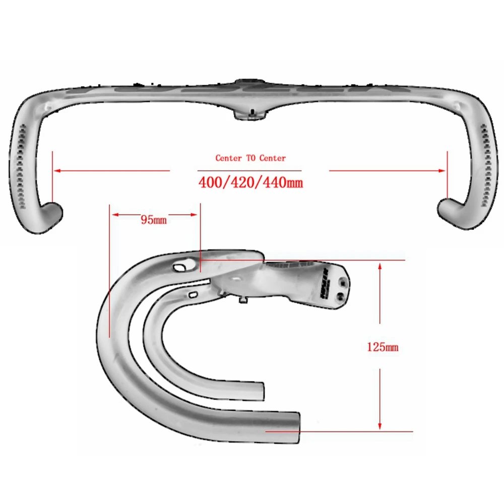 Глянцевая труба из углеродистого волокна 3 K/однонаправленное Углеволокно велосипедный вынос руля дорога Интегрированный гнутый бар для Запчасти для шоссейного велосипеда, руль 400/420/440 мм стволовых 90/100/110/120 мм