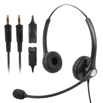 

A26 QD-Dual 3.5mm HD Bilateral Telephone Operator Headset Noise Reduction Office Call Center Earphone with Mic for Desktop PC
