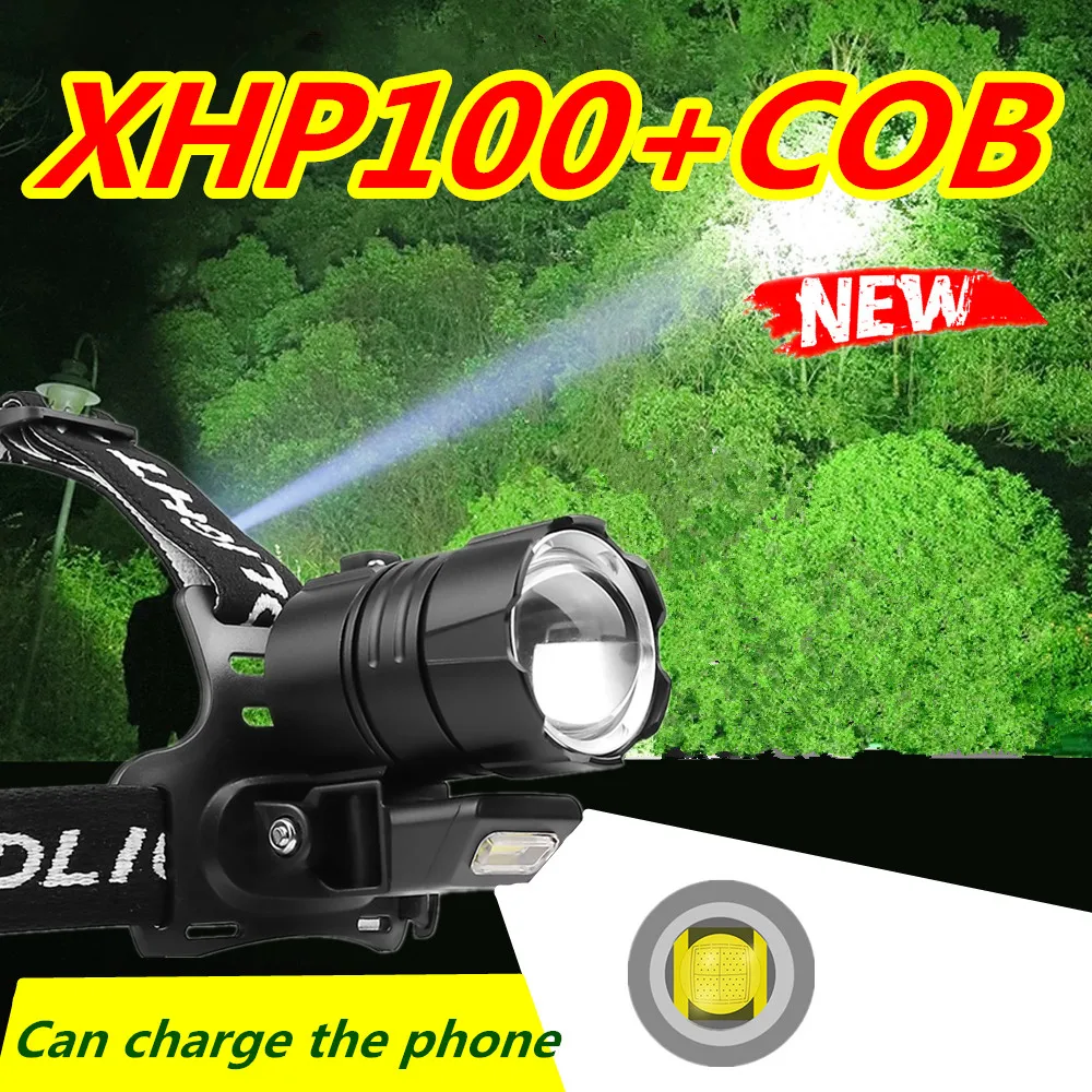 18650 лм XHP100 COB светодиодная фара самая мощная usb перезаряжаемый Головной фонарь