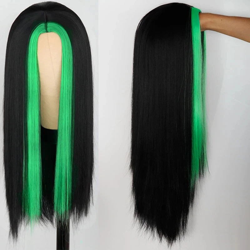 de cabelo destacando o cabelo verde para meninas com peruca cosplay