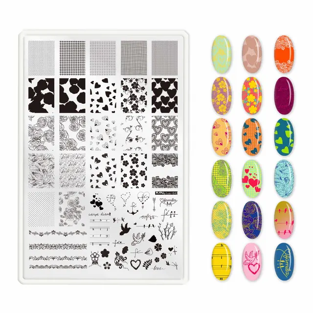 1PC**9.5X14.5cm Nail Art Stamping Plate 304 Stainless Steel Templates  Plates Image--Unique Design/Lace design nail Stamp Plate 42