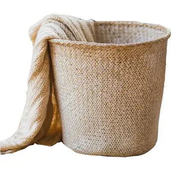 

Receive Natural Straw Basket Laundry Sundry Clothes Locker Room Bathroom Toilet