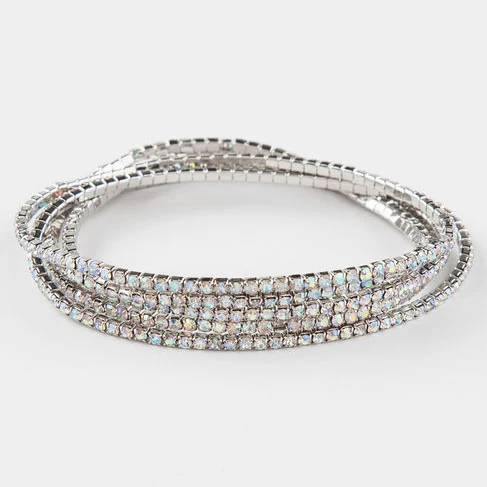 Bracelet set Роскошный разноцветный браслет с камнями и кристаллами, великолепный эластичный со стразами, модные аксессуары, вечерние, свадебные - Окраска металла: Bracelet set