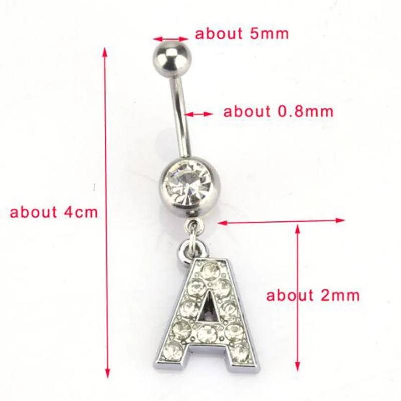 Belly Button Piercing Jewelry 1/2PCS Letter Navel Earring Body Piercings