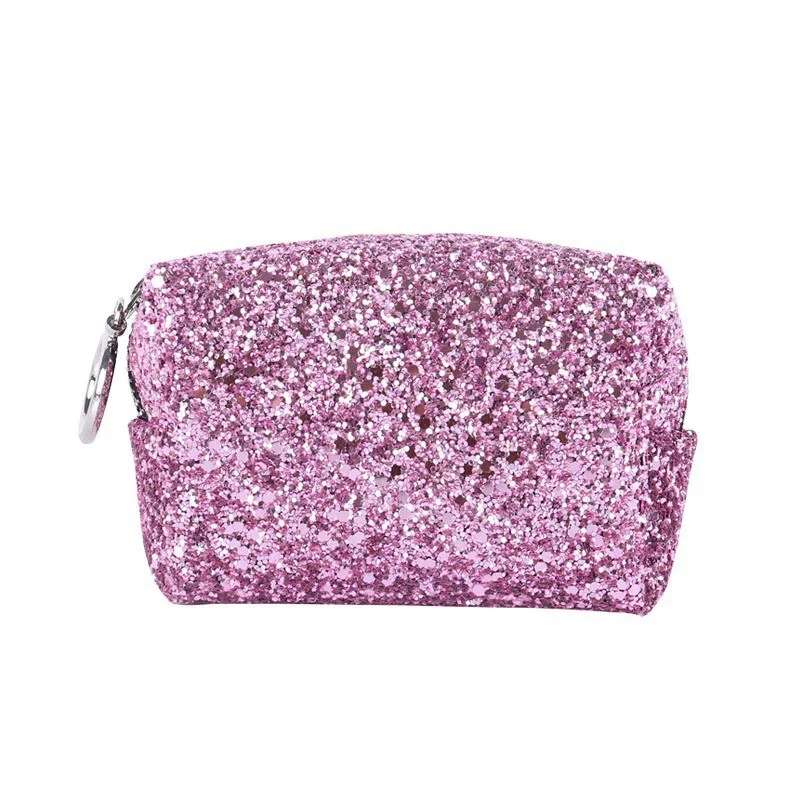 Elegant Purple Блестящая сумка для макияжа с блестками, маленькая квадратная сумка, большая сумка-Органайзер для хранения канцелярских принадлежностей - Цвет: Elegant Purple