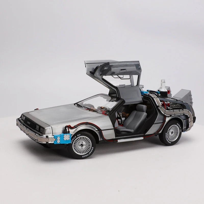  1/18 Scale Alloy Car Diecast Model Part 3 Time Machine DeLorean Vehicle Metal Toy Welly Back To The