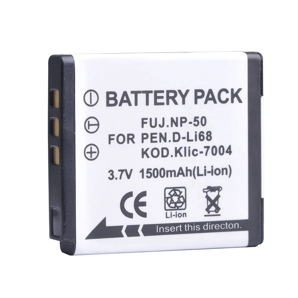 1500mAh NP 50 KLIC 7004 D Li68 FinePix F50FD F60FD F70EXR F75EXR F80EXR F85EXR Kodak EasyShare M1033 M1093|Цифровые аккумуляторы|