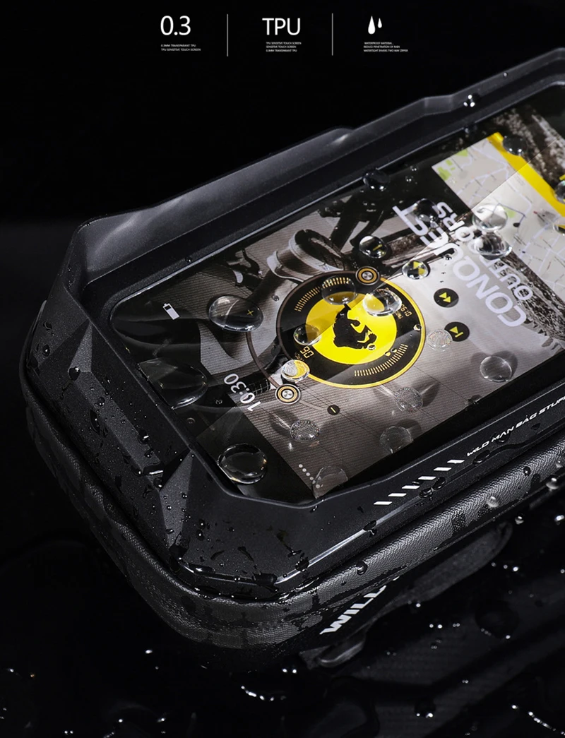 WILD MAN Rainproof Bicycle Bag Hard Shell Bike Front Bag Touch Screen Cycling Bag 6.7 Inch Phone Case Bag Bicycle Accessories