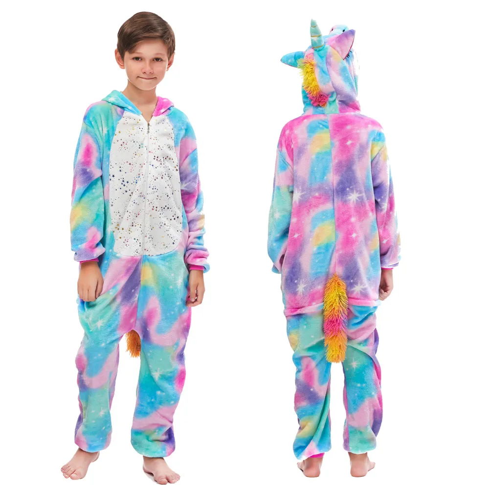 Одежда для сна для мальчиков и девочек детские пижамы с единорогом ползунки «панда» зимние пижамы фланелевые детские комбинезоны с животными для детей от 4 до 12 лет - Цвет: LA20