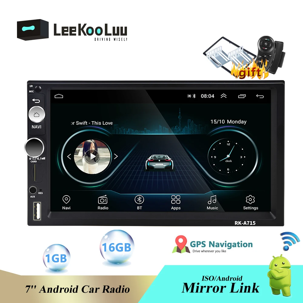  Leekooluu 2 Din Android Autoradio Lettore Multimediale 7 ''Hd Radio Autoradio Bluetooth Wifi Gps De