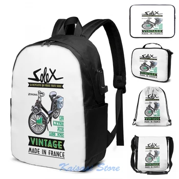 

Funny Graphic print Solex USB Charge Backpack men School bags Women bag Travel laptop bag