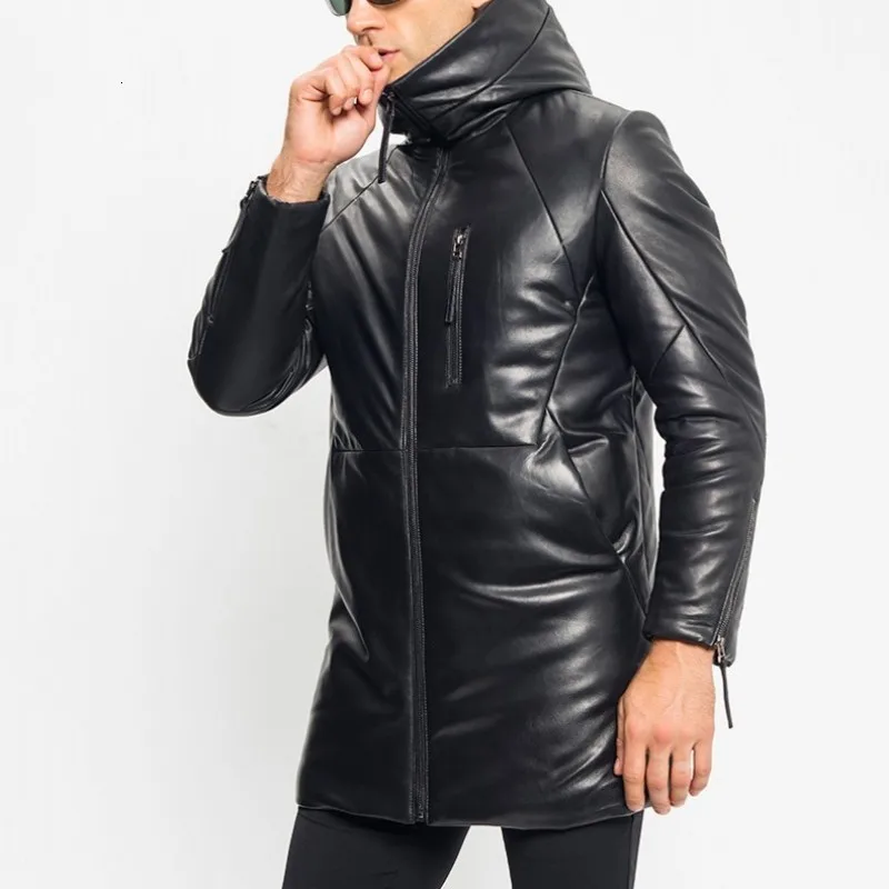 Кожаный Пуховик Мужской Зимний С Капюшоном Купить