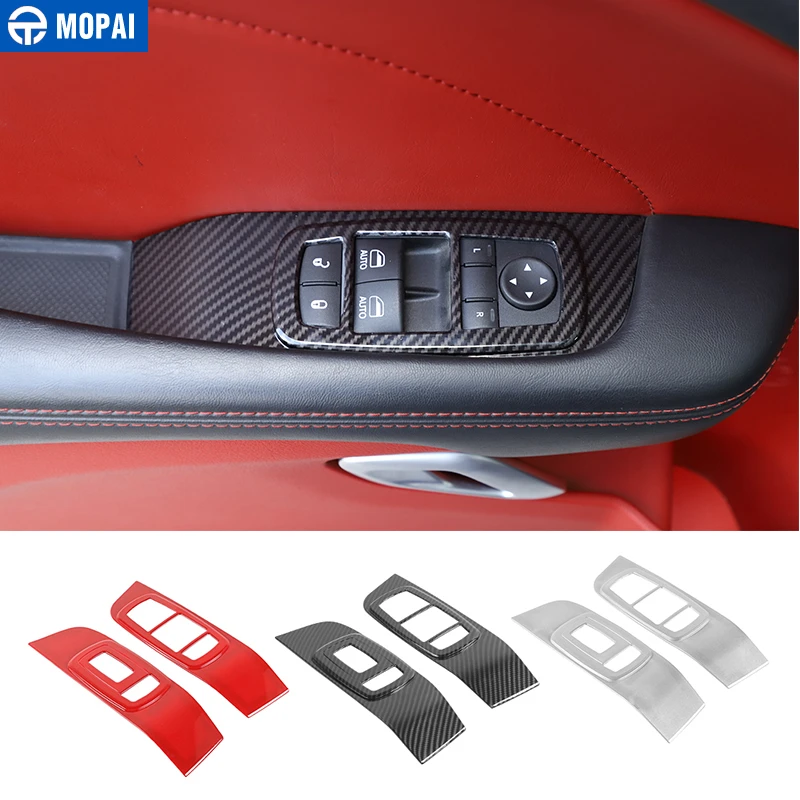 

MOPAI Interior Mouldings for Car Window Lift Switch Button Panel Decoration Cover Stickers for Dodge Challenger 2015+