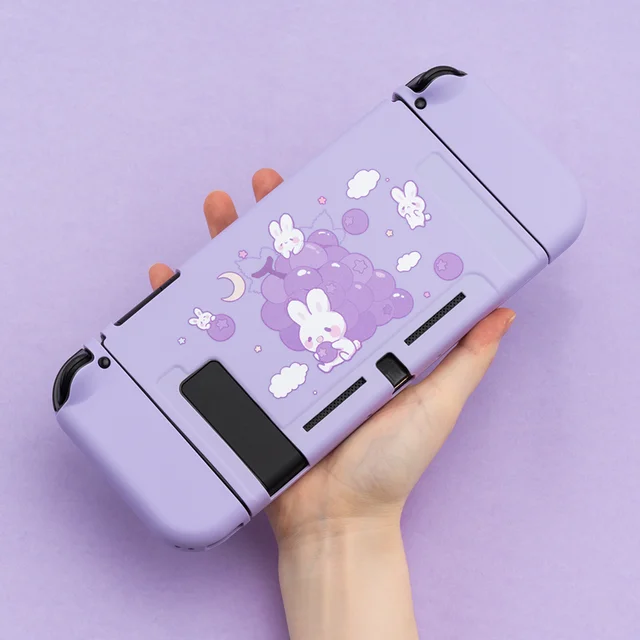 Cute Purple Pink Rabbit Cat Soft TPU Skin Protective Case for Nintendo Switch NS Console Joy-Con Controller Housing Shell Cover 6