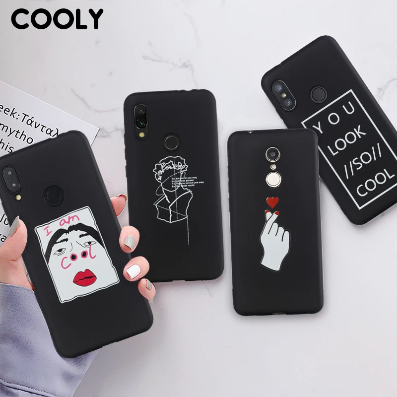 Забавный черный чехол COOLY для Xiaomi Redmi 7 6A 6 Pro 5 Plus 5A 4A 4X задняя крышка Note ТПУ
