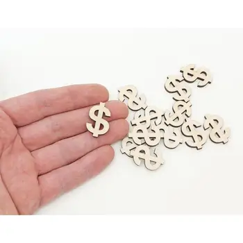 

10pcs. Wood Dollar Sign Cutouts (1") Wooden Dollar, Money Shape, Embellishments Blank Shape Craft Decoration Wood Cut Out 0979