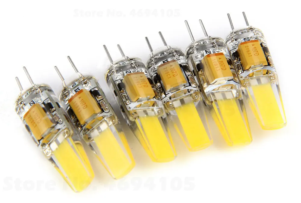 6pcs 3W Dimmable G4 LED Lamps DC AC 12V COB Bulb Chandelier White Light