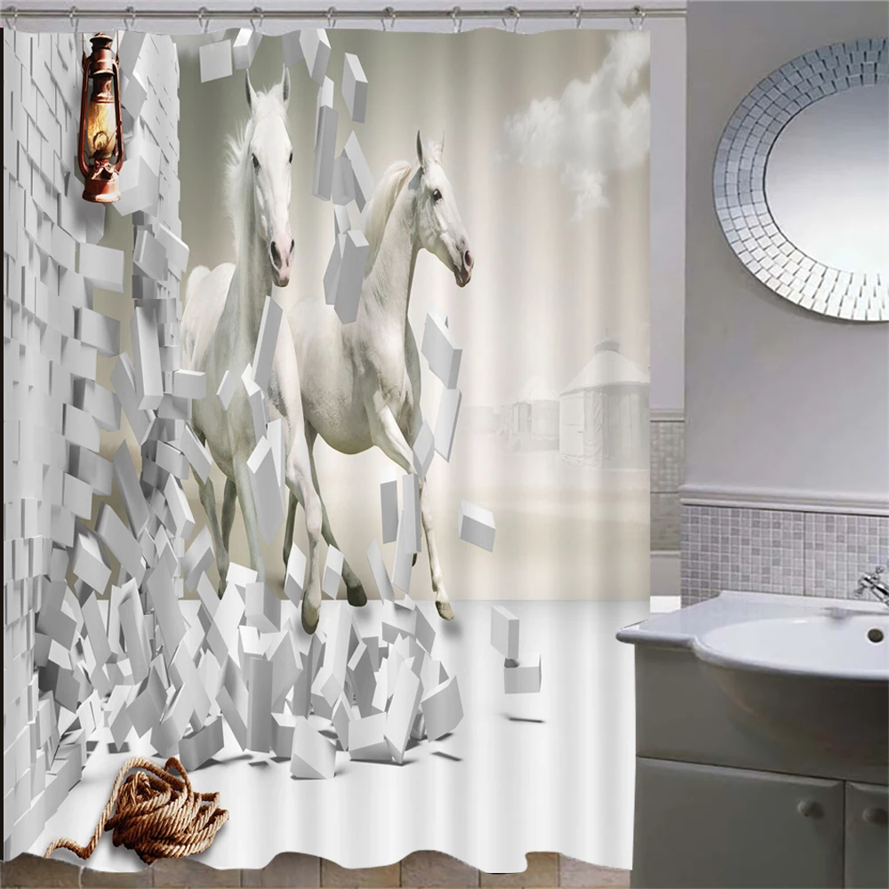 

Horse Zebra Unicorn 3D Printed Polyester Fabric Waterproof Shower Curtains Bathroom Curtain Home Decor with Hooks 180*200cm