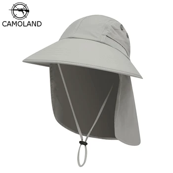 

CAMOLAND Women Summer Sun Hat Casual Men Bucket Hat With Neck Flap UV Protection Large Wide Brim Boonie Hats Outdoor Fishing Cap